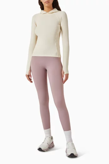 بلوزة مضلعة بغطاء رأس