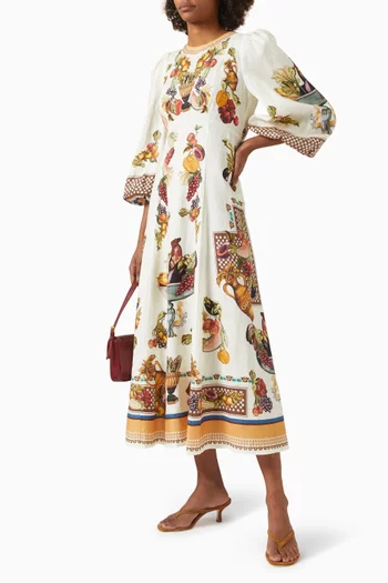 Mercado Midi Dress in Linen