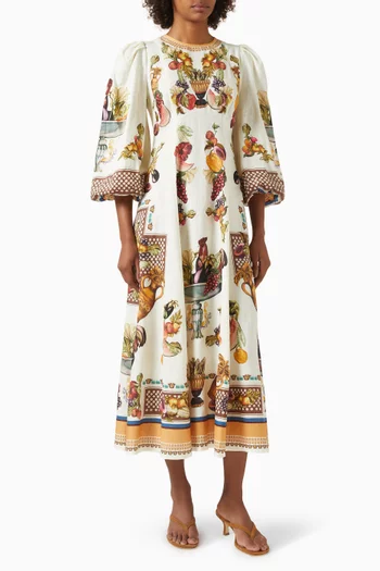 Mercado Midi Dress in Linen