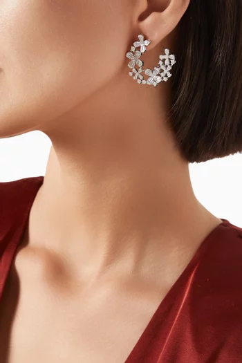 Open Circle Crystal Earrings in 925 Sterling Silver