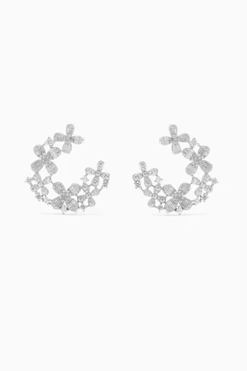 Open Circle Crystal Earrings in 925 Sterling Silver