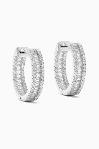 Crystal Huggies in Sterling Silver