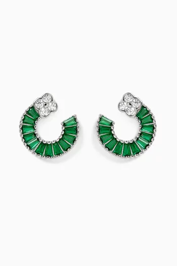 Crystal Loop Earrings in Sterling Silver