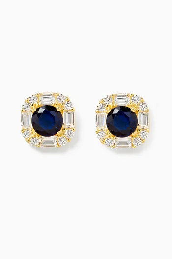 Crystal Stud Earrings in Gold-plated Sterling Silver