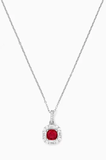 Sapphire Crystal Pendant Necklace in Sterling Silver