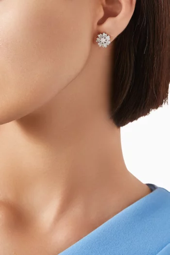 Crystal Flower Studs in 925 Sterling Silver