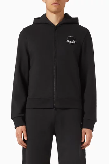 كنزة بغطاء رأس ورقعة شعار الماركة قطن