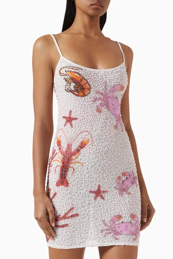 Seafood Tank Mini Dress in Beaded-fabric