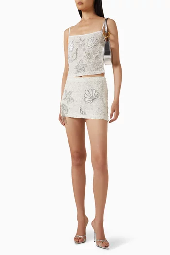 Sea Embellished Mini Skirt