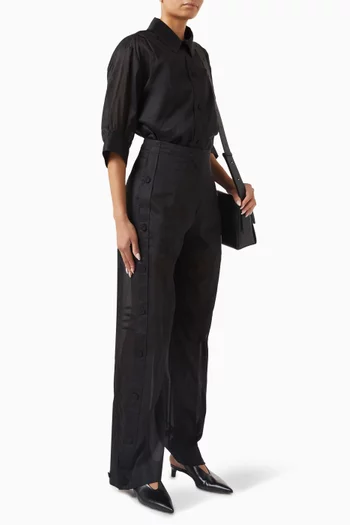 Sheer-hem Pants in Cotton Organdy Muslin