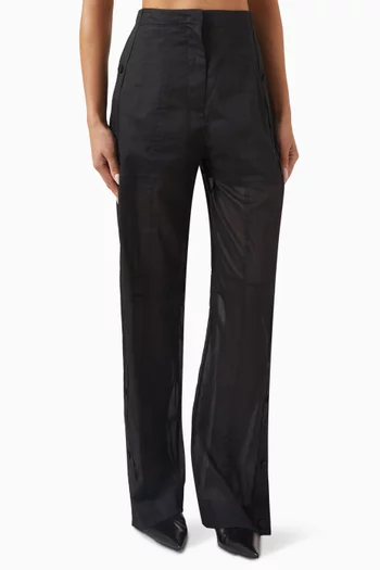 Sheer-hem Pants in Cotton Organdy Muslin