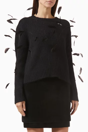 Feather-trim Sweater in Alpaca Blend