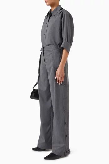 Buttoned-side Pants in Wool