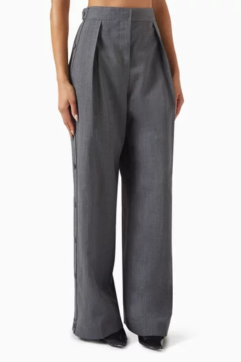 Buttoned-side Pants in Wool