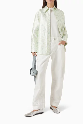 قميص مزين بنقشة مزيج حرير