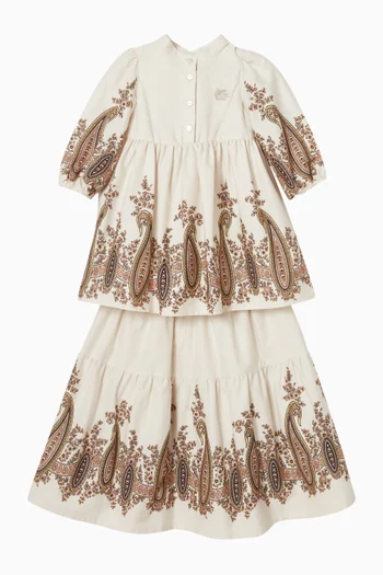 فستان متعدد الطبقات بطبعة قطن