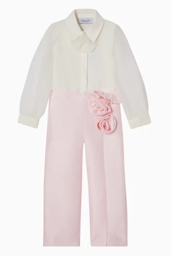 بنطال بقصة ساق مستقيمة مزين بزهور الأوركيد