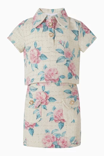 تنورة بنقشة زهور تويد