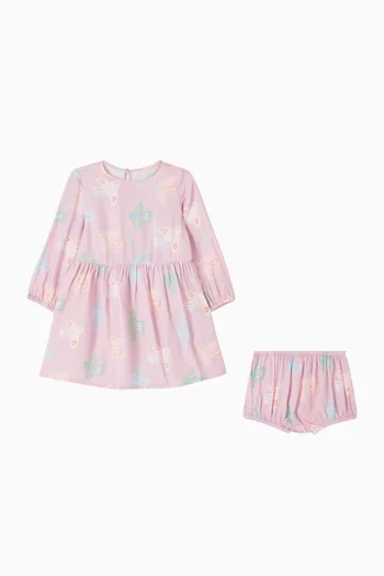 فستان بنقشة طيور قطن