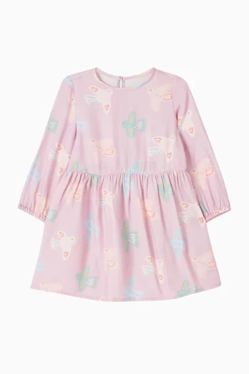 فستان بنقشة طيور قطن