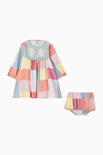 فستان مزين برقعات وسروال تحتي فيسكوز