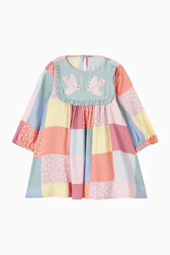 فستان مزين برقعات وسروال تحتي فيسكوز