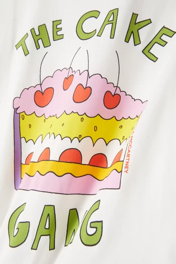 تي شيرت بطبعة كعكة وعبارة Cake Gang قطن