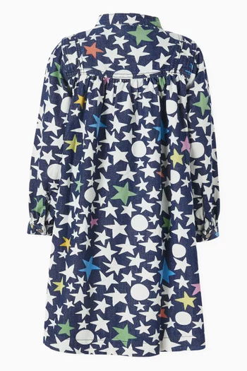 Star-print Dress in Cotton Denim