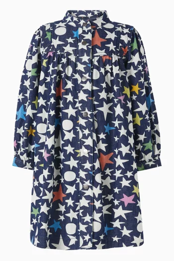 Star-print Dress in Cotton Denim
