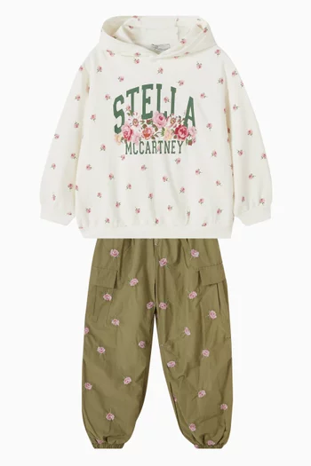 Roses Embroidered Cargo Pants in Technical Fabric