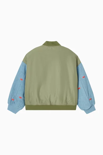 Lip Embroidered Bomber Jacket