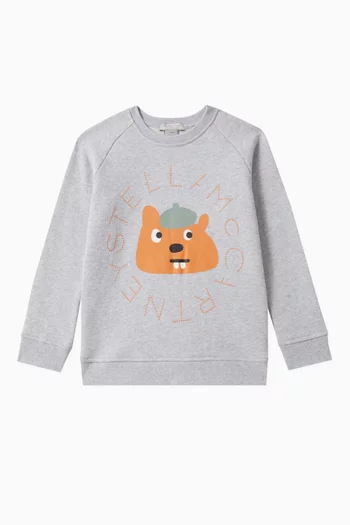 Beaver Printed Sweatshirt in Organic Cotton