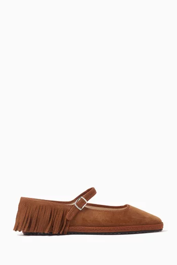 Mary Jane Ballet Flats in Suede