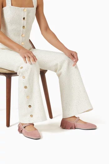 Mary Jane Ballet Flats in Suede