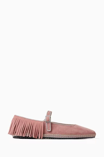 Mary Jane Ballet Flats in Suede