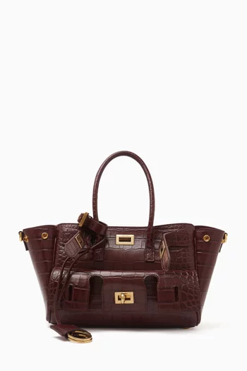 Mini Bel Air Carryall Bag in Croc-embossed Leather