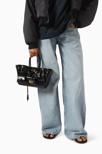 Mini Bel Air Carryall Bag in Croc-embossed Leather