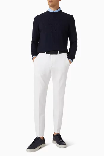 Herringbone-structured Sweater in Virgin Wool & Cotton
