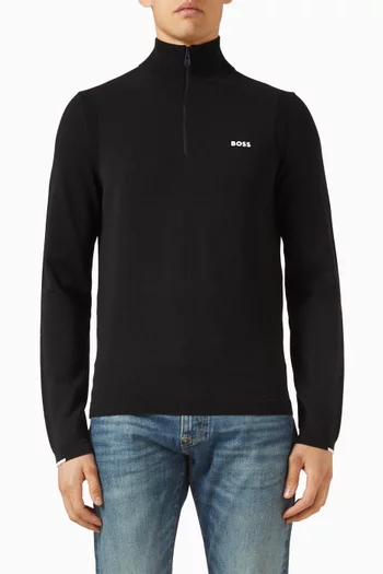 سترة بفتحة رقبة بسحّاب نسيج قطن