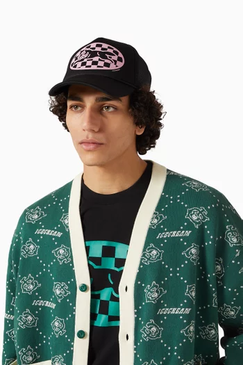 Checker Running Dog Trucker Cap in Mesh