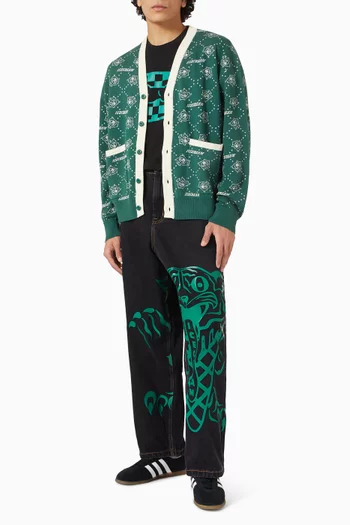 كارديغان بنقشة شعار الماركة مزيج صوف