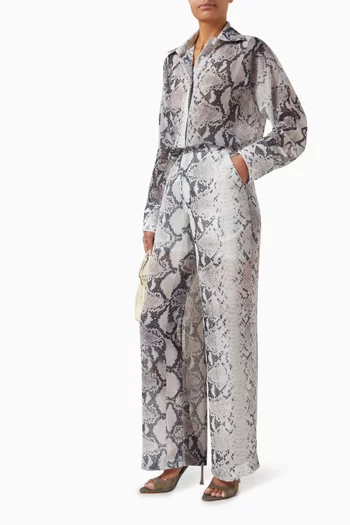 Tina Snake-print Pants in Chiffon