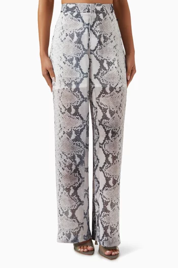 Tina Snake-print Pants in Chiffon