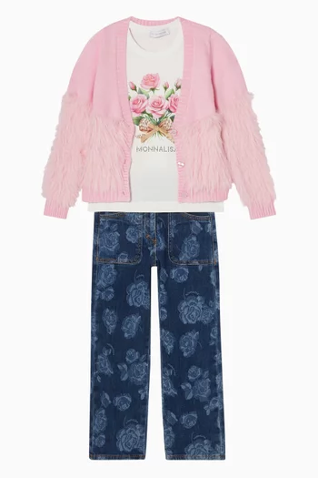 كارديغان مزين بالفرو بأزرار