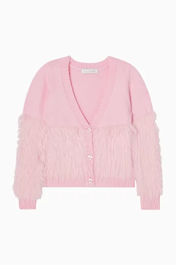 كارديغان مزين بالفرو بأزرار