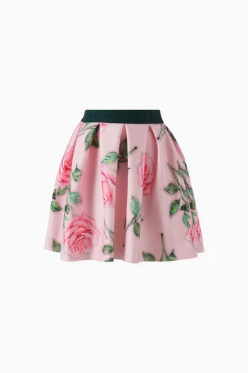 Floral Print Pleated Skirt