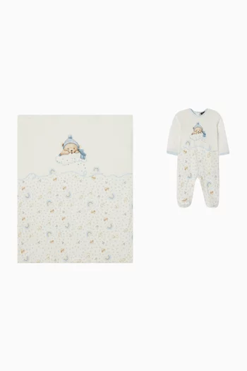 Teddy Bear Pyjama & Blanket Set