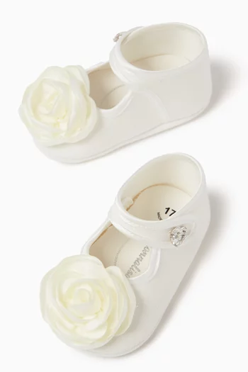 Rose-embellished Baby Shoes in Chenille