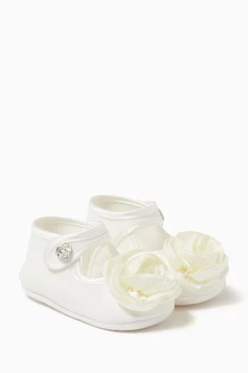 Rose-embellished Baby Shoes in Chenille
