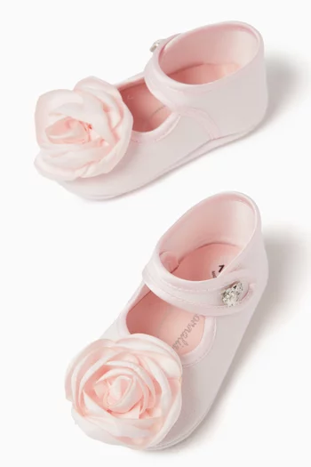 Rose-embellished Baby Shoes in Chenille